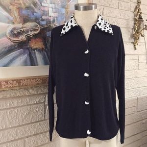 JR Rappers Animal Print Trim Sweater Cardigan